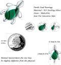 wholesale 925 Sterling Silver Malachite Sea Turtle Stud Earrings - Hawaiian Ocean Jewelry for Women-0-4