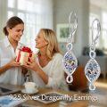 wholesale Sterling Silver Butterfly Hummingbird Bee Dragonfly Dangle Earrings for Women-0-2