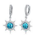 wholesale 925 Sterling Silver Sunburst Drop Earrings With Turquoise And Cubic Zirconia-0-0