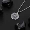 wholesale 925 Sterling Silver Maltese Cross Fire Fighter Badge Necklace Pendant for Men & Women-0-2