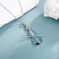wholesale 925 Sterling Silver Turquoise Stone Musical Instrument Pendant Necklace for Women Girls Gift-0-4