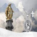 wholesale 925 Sterling Silver Virgin Mary Oval Medal with Cross Pendant Necklace for Women-0-3