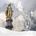 wholesale 925 Sterling Silver Oxidized Our Lady Of Guadalupe Virgin Mary Cross Pendant Necklace-0-3