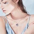 wholesale 925 Sterling Silver Purple Crystal Heart Pendant Necklace w/Butterflies & Bees Jewelry for Women-0-2