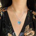 wholesale 925 Sterling Silver & Natural Turquoise Heart Daisy Pendant Necklace - Vintage Handmade Jewelry for Women-0-3