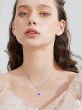 wholesale  925 Sterling Silver Amethyst Cross Bow Birthstone Necklace for Women, Adjustable Chain, February Gift, Hypoallergenic Jewelry-0-2