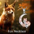 wholesale 925 Sterling Silver 925 Crescent Moon & Floral Fox Pendant Necklace Gift for Women-0-2
