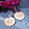 wholesale 925 Sterling Silver Gold Plated Monogram Round Disc Drop Earrings-0-1
