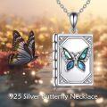 wholesale 925 Sterling Silver Butterfly Abalone Shell Photo Locket Pendant Necklace for Women Girls Gifts 43cm Chain Length-0-2