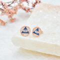 wholesale Rose Gold 925 Sterling Silver Blue Enamel CZ Evil Eye Stud Earrings Minimalist s for Women Girls -0-3