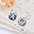TOUPOP Sterling Silver Crystal Dragonfly Circle Dangle Drop Earrings-0-2
