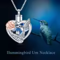 TOUPOP Sterling Silver Crystal Hummingbird Urn Necklace For Ashes-0-1