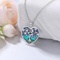 wholesale 925 Sterling Silver Heart-Shaped Tree of Life Pendant with Blue and Green Enamel & Cubic Zirconia - Mother Daughter Family Tree s for Mom/Daughter/Grandma-0-2