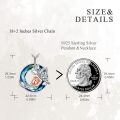 wholesale 925 Sterling Silver Rose and Leaf Design with Blue Crystal Pendant Necklace for Women-0-3