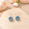 TOUPOP Sterling Silver Blue Crystal Sea Turtle Palm Tree Earrings-0-4