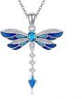wholesale 925 Sterling Silver Blue Dragonfly Pendant Necklace Vintage Bohemian Animal s for Women-0-0