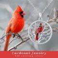 wholesale 925 Sterling Silver Red Enamel Cardinal Tree of Life Pendant Necklace for Women Girls Gifts-0-5