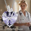 wholesale  Sterling Silver Crystal Butterfly Heart Stethoscope Necklace Nurse Doctor Gift -0-41