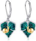wholesale 925 Sterling Silver Green Leaves & Gold Snails Drop Earrings Gift for Her-0-0