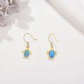 wholesale 14K Gold Turtle Blue Opal Drop Earrings - Christmas Gifts for Her-0-1