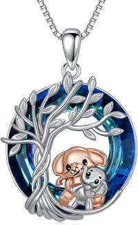 wholesale Sterling Silver Crystal Abalone Shell Animal Pendant Tree of Life Necklace-1-Crystal-Elephant