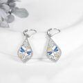 wholesale 925 Sterling Silver Blue Enamel Lotus Dragonfly Drop Earrings Yoga Jewelry-0-1