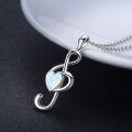 wholesale 925 Sterling Silver White Opal Heart Treble Clef Pendant Necklace for Women-0-4