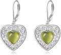 wholesale Sterling Silver Onyx Peridot Pink Moss Agate Turquoise Lapis Lazuli Heart Earrings-0-0