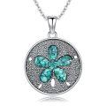 wholesale 925 Sterling Silver Turquoise Flower Pendant Necklace Wholesale For Women And Men Boho Style Jewelry With Chain-0-0