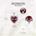 wholesale 925 Sterling Silver Red Crystal Spiked Heart Pendant Gothic Punk Necklace-0-3