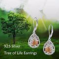 wholesale 925 Sterling Silver Tree Of Life Drop Earrings Wholesale With Green Stone-0-89