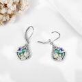 wholesale 925 Sterling Silver Abalone Shell Hummingbird Leverback Dangle Earrings-0-1