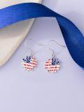wholesale 925 Sterling Silver USA Flag Flower Drop Dangle Hook Earrings-0-4