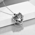 wholesale 925 Sterling Silver Black Heart Necklace with Floral Skull Gothic Halloween Jewelry for Women Witchy Gifts-0-4