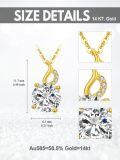 TOUPOP 14K Gold Moissanite Necklace, Solitaire Pendant, 18"-0-3