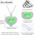 wholesale 925 Sterling Silver Green Opal Heart with Wings Pendant Necklaces - Elegant Gifts for Her-0-3