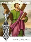 wholesale 925 Sterling Silver Saint Andrew Necklace - Devotional Religious Pendant for Men & Women-0-5