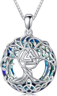 wholesale Sterling Silver Crystal Tree of Life Necklace Celtic Knot Jewelry for Women-Viking Trinity