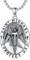 wholesale 925 Sterling Silver Saint Michael Medal Necklace Protection  for Men/Women-0-0