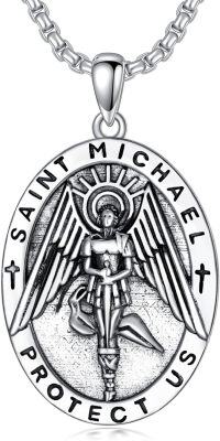 wholesale 925 Sterling Silver Saint Michael Medal Necklace Protection  for Men/Women-A03. St michael