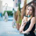 wholesale 925 Sterling Silver Abalone Shell Filigree Teardrop Dangle Earrings  for Women-0-4