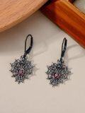 wholesale Hypoallergenic 925 Sterling Silver Black Spider Web Heart Drop Earrings Gothic Gift-0-1