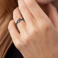 wholesale Black 925 Sterling Silver Cat Adjustable Ring with Cubic Zirconia Stones for Women-0-3