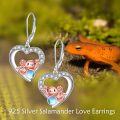 wholesale 925 Sterling Silver Axolotl Heart-Shaped Moonstone Drop Earrings for Women-0-2