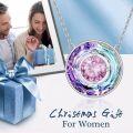 wholesale TOUPOP Christmas Gifts For Mom Women Necklace Sterling Silver Circle Necklaces For Women Crystal Pendant Birthday Mother's Day Jewelry Gifts For Mom Wife Her (b-vitrail Light-10-october-tourmaline) -0-1