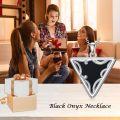 wholesale 925 Sterling Silver Black Onyx Triangular Pendant Necklace - Unique Geometric Design Gift for Her-0-1
