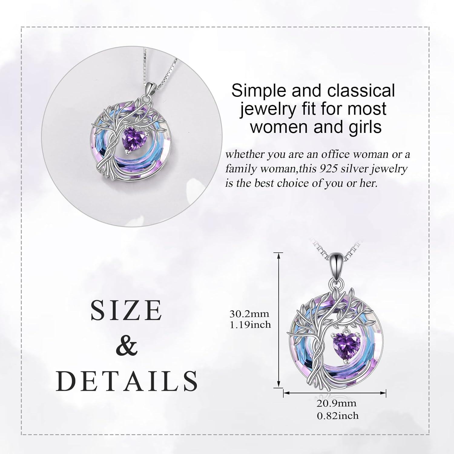 Sterling Silver Crystal Tree of Life Necklace for Women-0-4