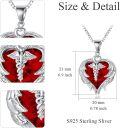 wholesale 925 Sterling Silver with Simulated Ruby Heart Crystal Nurse Necklace - Hypoallergenic Angel Inspired Jewelry Gift for Medical Professionals-0-3