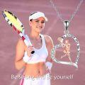 wholesale 925 Sterling Silver Heart-Shaped Tennis Player Pendant Necklace - Be Strong and Be Yourself Inspiration Jewelry for Women & Girls-0-3