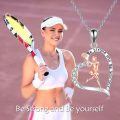 wholesale 925 Sterling Silver Tennis Player Heart Pendant Necklace Rose Gold Cubic Zirconia-0-3